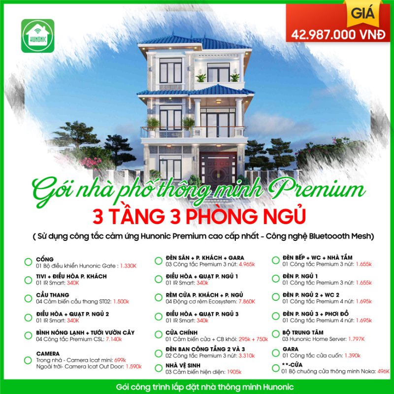 Trọn gói Nhà phố cao cấp có 3 tầng 3 phòng ngủ 2 gói nhà phố cao cấp